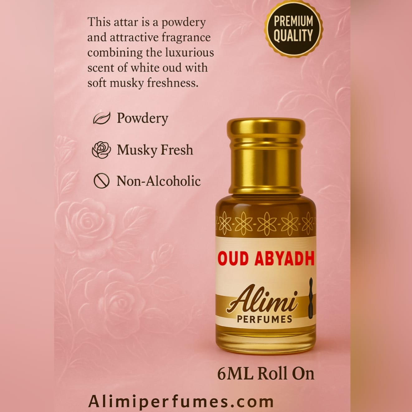 OUD ABYAZ -6 ML Roll On Attar By Alimi Perfumes.